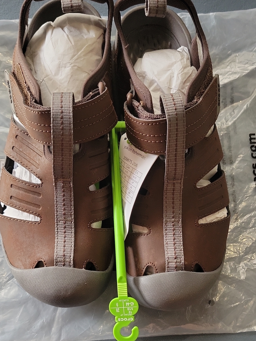 NWT Crocs Yukon Fisherman Sandals Brown Men's Size 12
